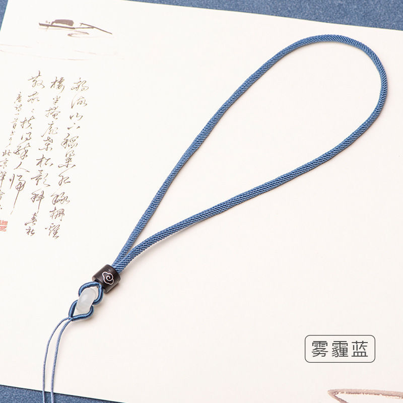 檀木手把绳黑檀木嵌银丝祥云纹手工编织手把件绳雕刻挂件手机吊绳